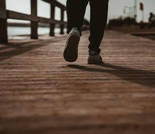 하루 한 번, 짧은 산책이 부르는 건강 혁신—“걷기 습관”이 만드는 변화 person in black pants and black shoes standing on brown wooden dock during daytime